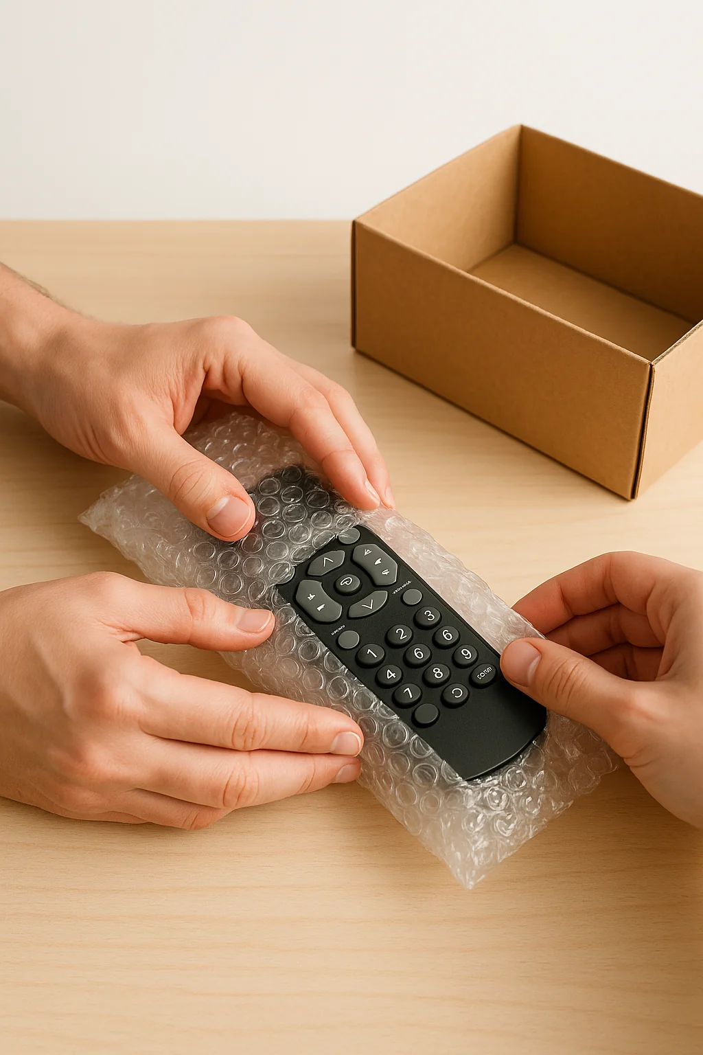 リモコンが丁寧に梱包されています